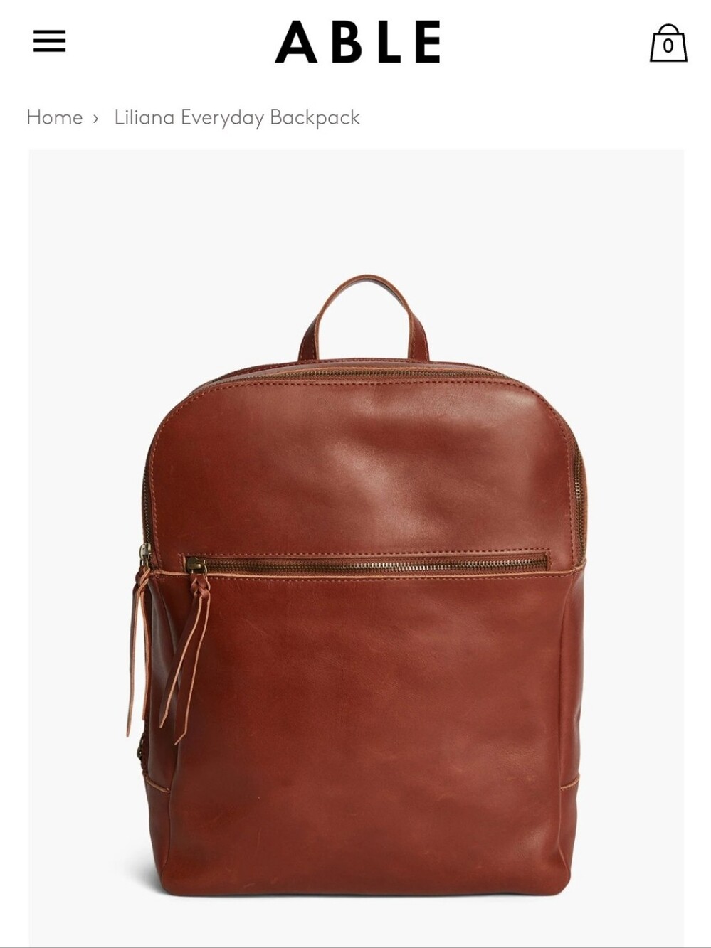 Everyday Leather Backpack By ABLE - COGNAC Brown NUBUCK leather